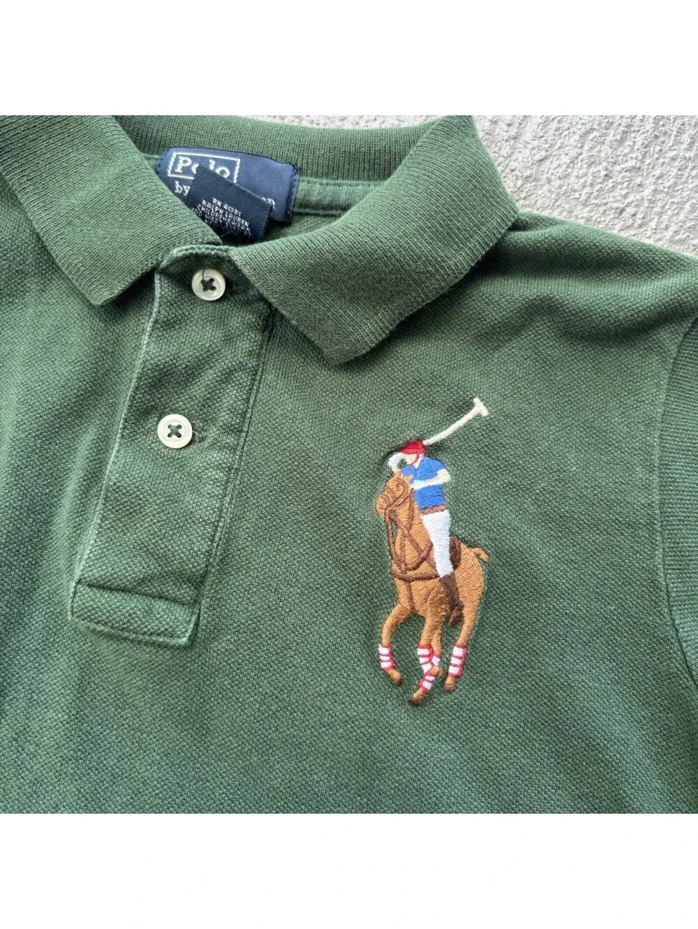 Vintage 90s Polo By Ralph Lauren Big Horse Embroidered Button Up Shirt KIDS 4T